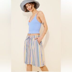 Z890. Free People Saylor Poplin Stripe Shorts Striped Multi-Color XS